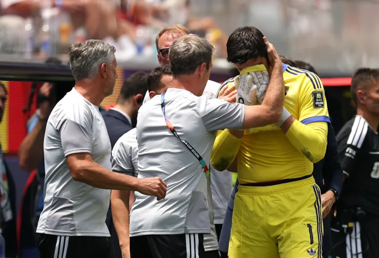 Thibaut Courtois injured during Belgium’s World Cup 2026 quarterfinal loss to Spain Thibaut Courtois injured during Belgium's World Cup 2026 quarterfinal loss to Spain