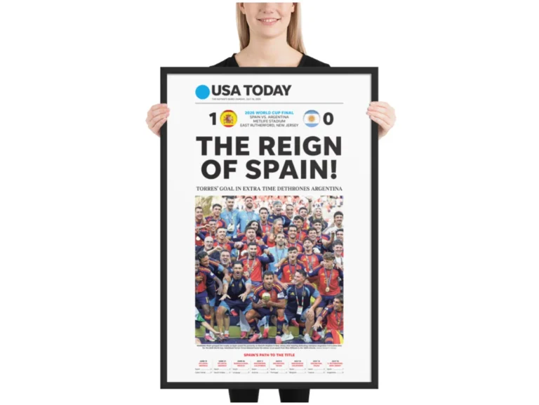 USA TODAY ने स्पेन को 2026 वर्ल्ड कप विजेता बताने वाला फ्रेम प्रिंट जारी किया USA TODAY ने स्पेन को 2026 वर्ल्ड कप विजेता बताने वाला फ्रेम प्रिंट जारी किया